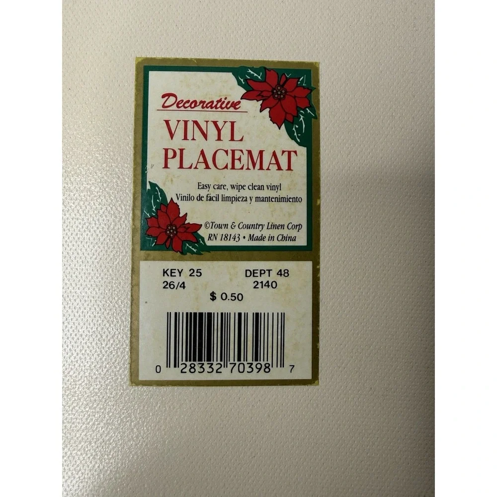 Vintage Town & Country Vinyl Lot Of 12 Placemats Christmas Ornaments‎ Pink 12x18